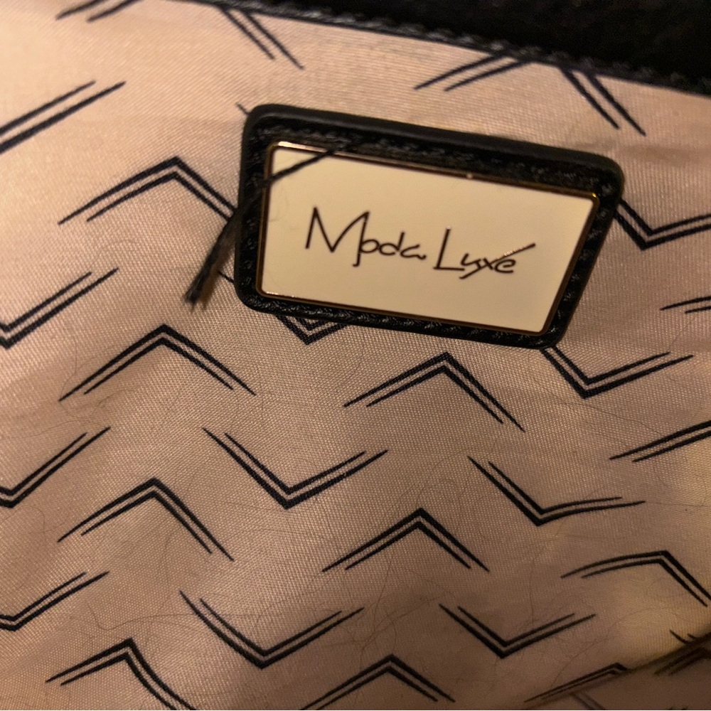 Moda Luxe Black Tote with Beige Center Stripe - Picture 12 of 13